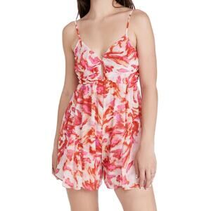 NEW MISA Los Angeles Indira Romper Maldives Marble Chiffon Cutout Medium